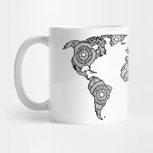 Black and White Mandala World Map Mug